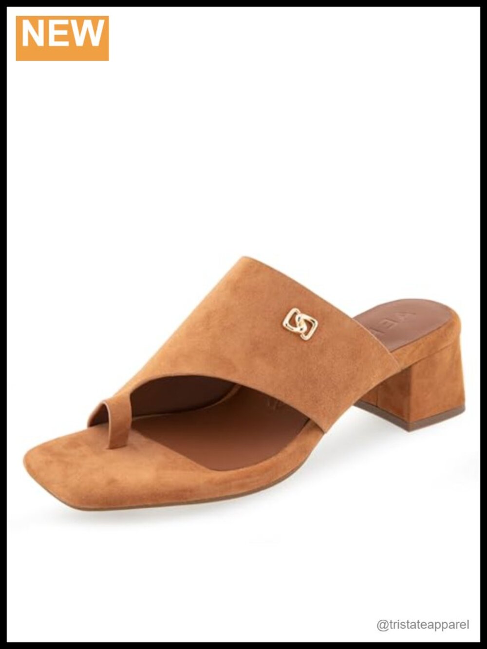 Suede Block Heel Slide Sandals with Ankle Strap and Padded Footbed
